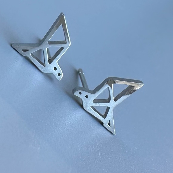 Surgical Steel Origami Bird Stud Earrings - Picture 3 of 16